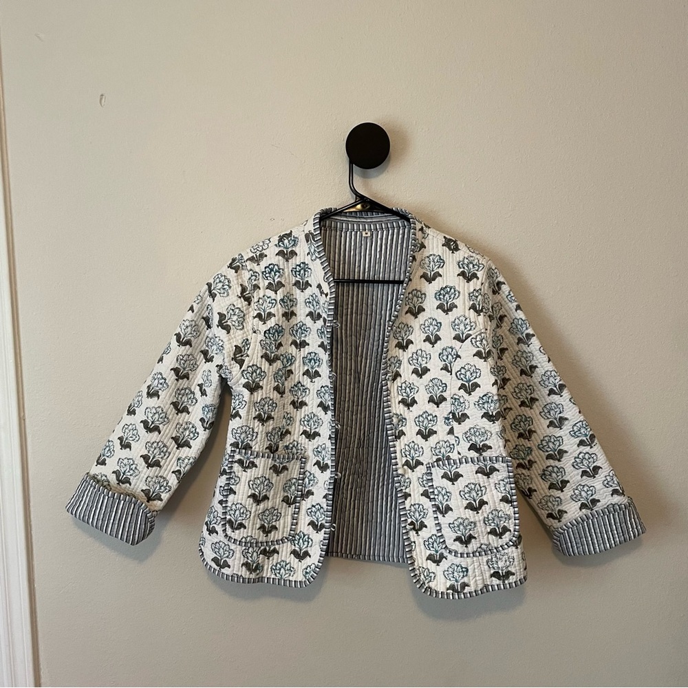 Women's Patterned quilted blazer jacket reversible